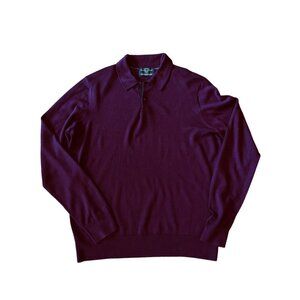 Black Brown 1826 Maroon Merino Wool Collared  Sweater Men's Size L
